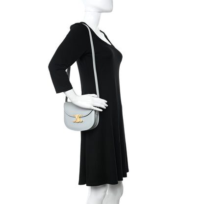 Celine Shiny Calfskin Besace Clea Triomphe Blue Gray 2 of 10