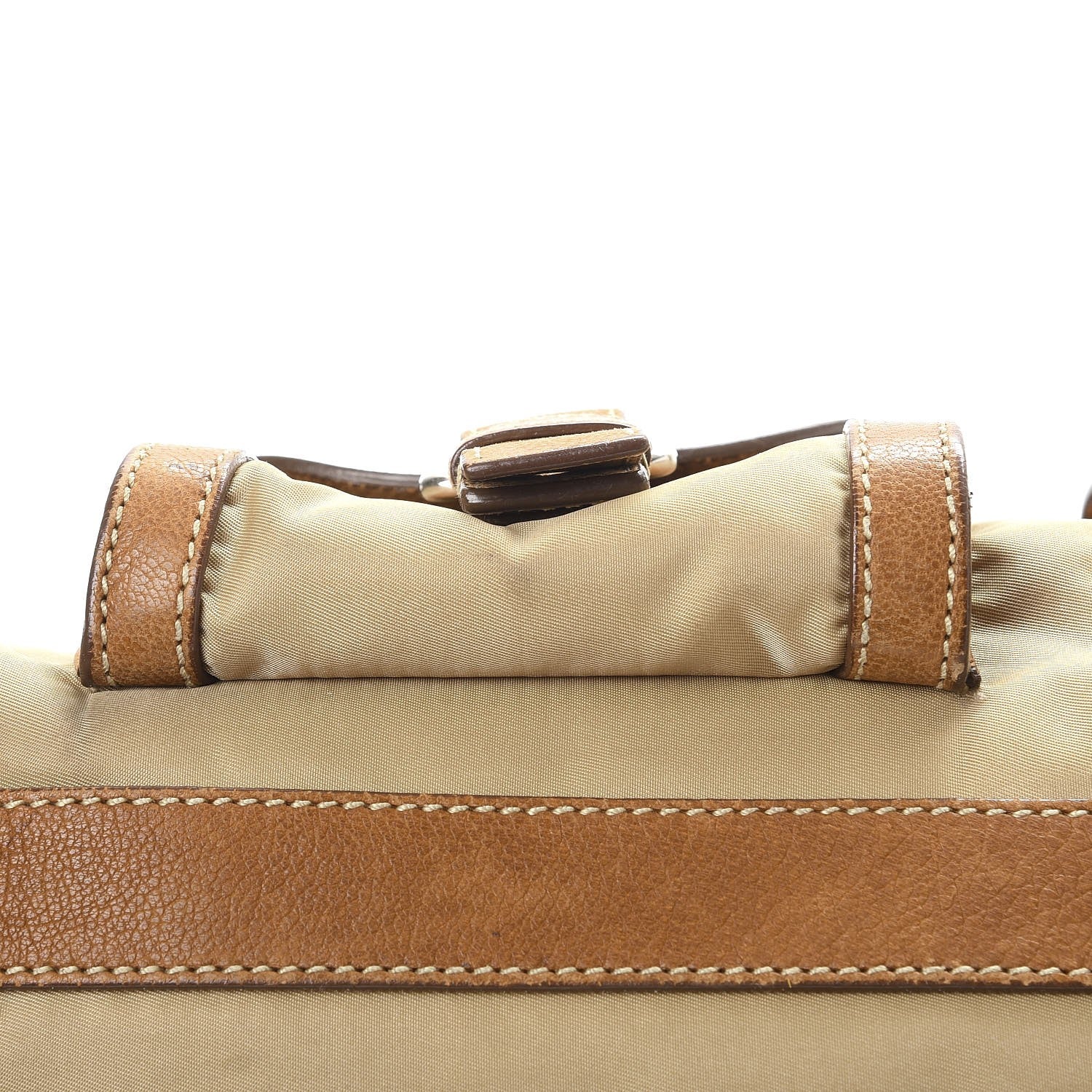 Prada Tessuto Nylon Calfskin Pushlock Satchel Brown 30 of 30