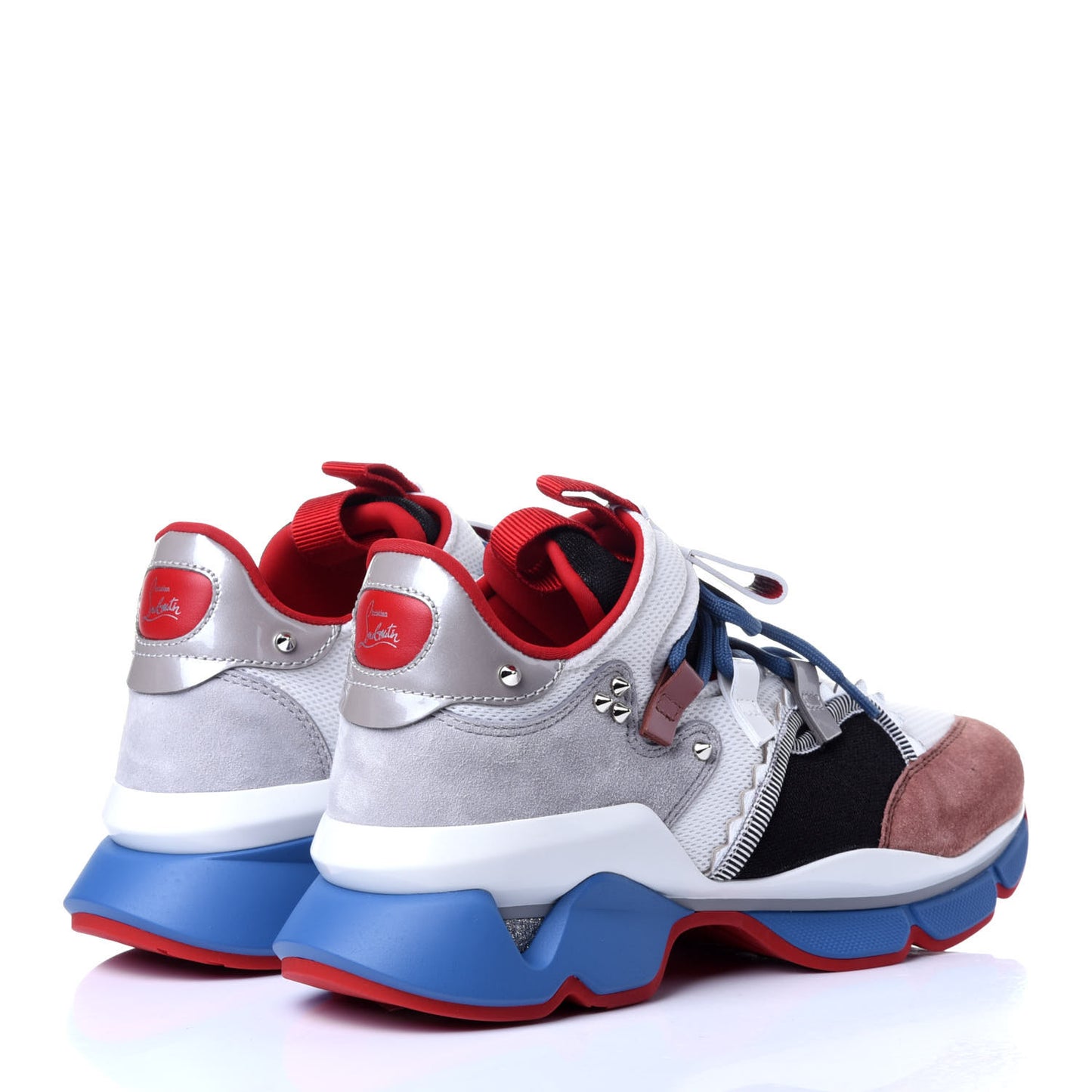 Mesh Suede Red Runner Flat Sneaker 40 Multicolor