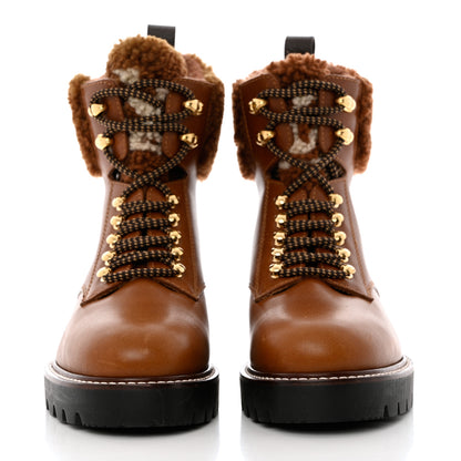 Louis Vuitton Calfskin Shearling Territory Ranger Combat Boots 38 Cognac 2 of 10