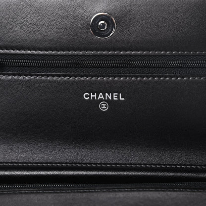Chanel Lambskin Quilted Wallet On Chain WOC Black 6 of 12