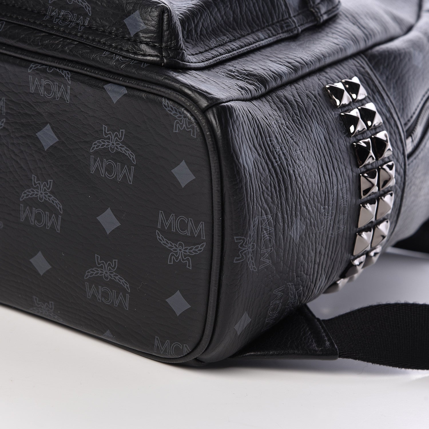 MCM Visetos Small Side Stud Stark Backpack Black 11 of 12