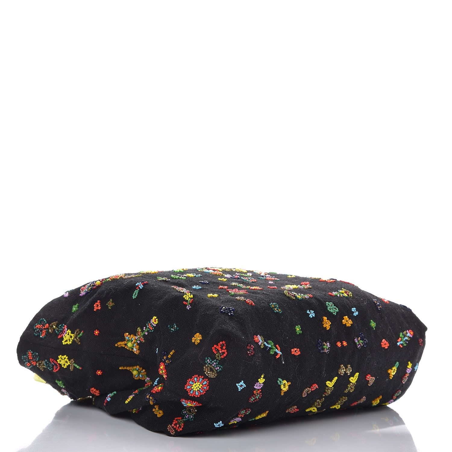 Fendi Canvas Lizard Floral Beaded Tote Multicolor 4 of 9