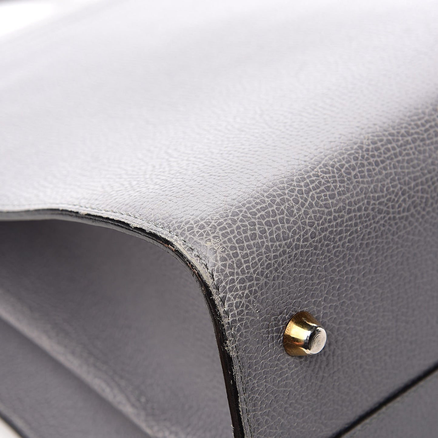 Grained Calfskin Brillant Briefcase Grey