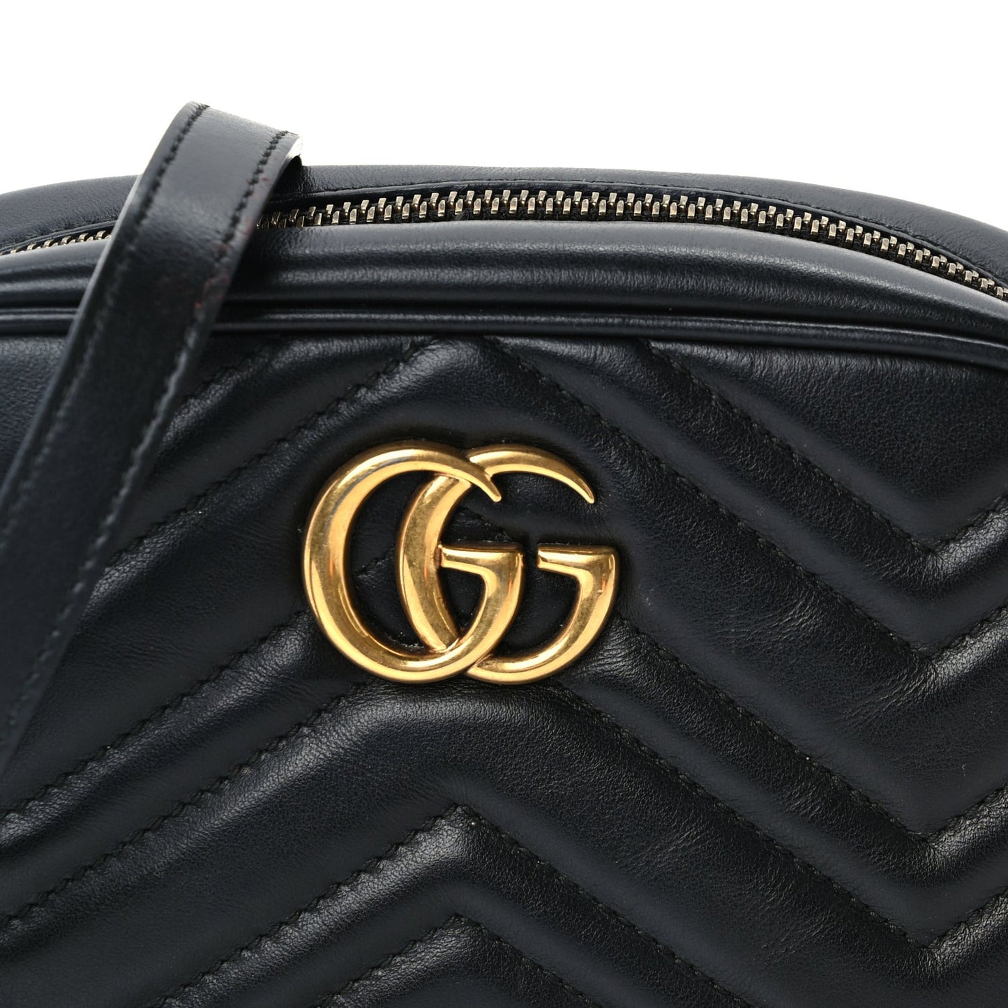Calfskin Matelasse Mini GG Marmont Chain Shoulder Bag  Black