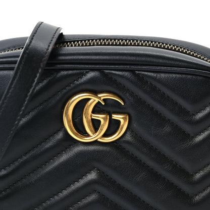 Gucci Calfskin Matelasse Mini GG Marmont Chain Shoulder Bag  Black 6 of 8
