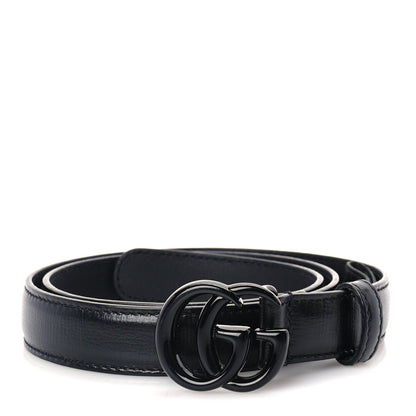 Gucci Azalea Calfskin Enamel Monochrome Double G 20mm Belt 70 28  Black 1 of 5