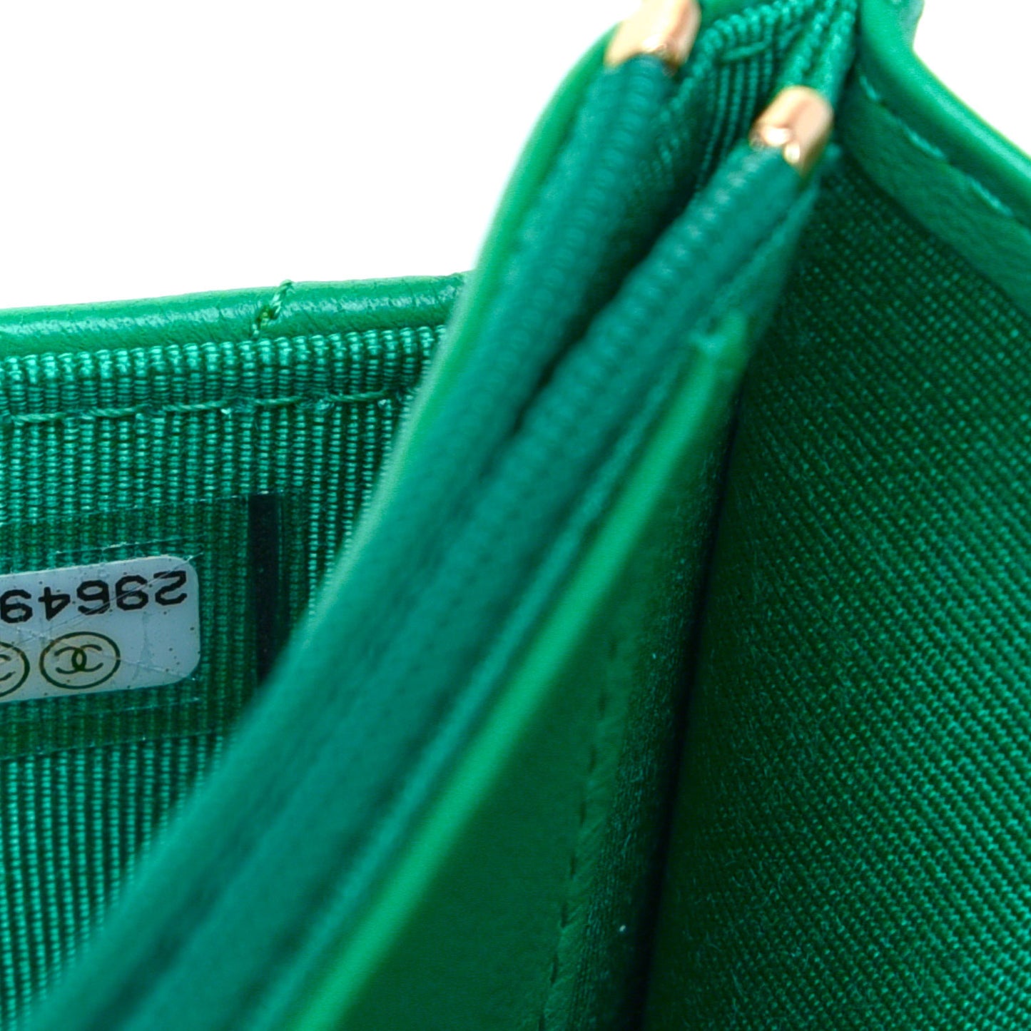 Lambskin Quilted Wallet On Chain WOC Green