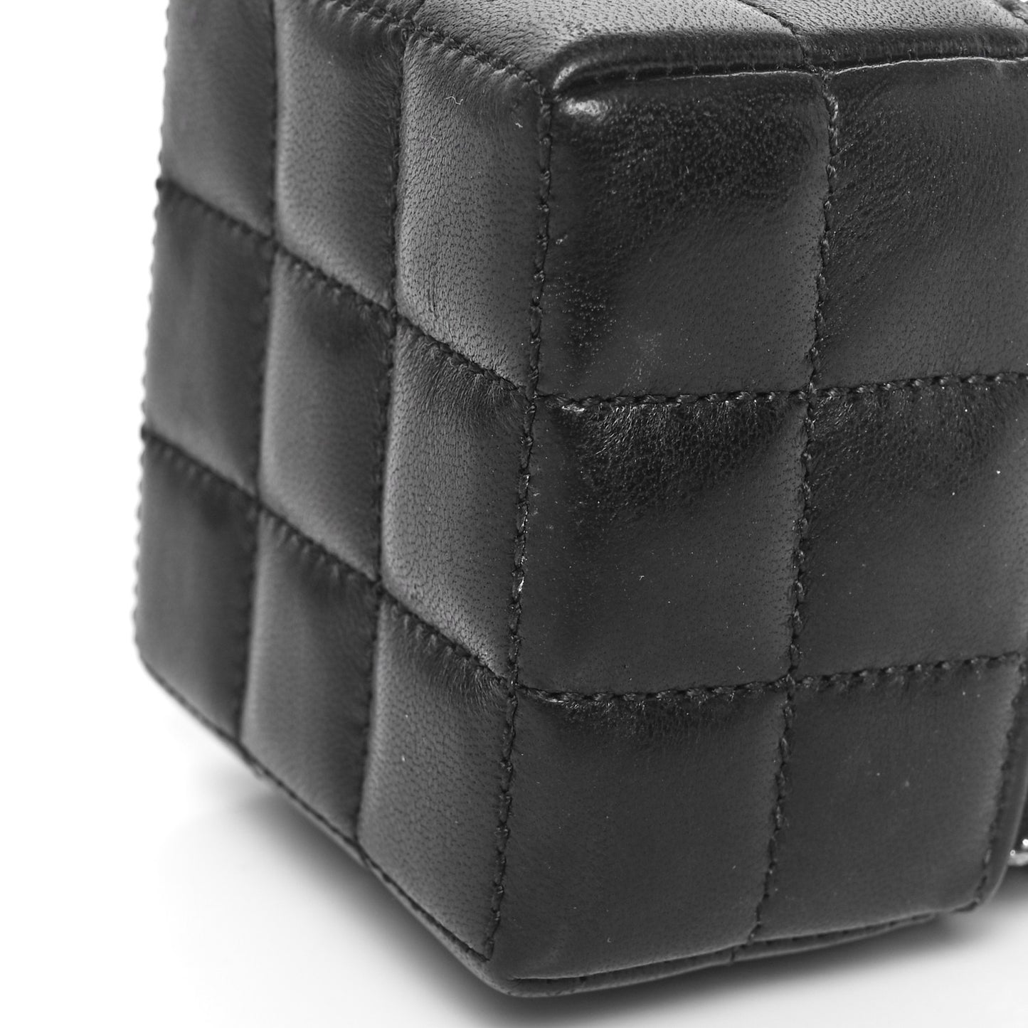 Lambskin Cassandre Matelasse Carre Mini Cube On Chain Black