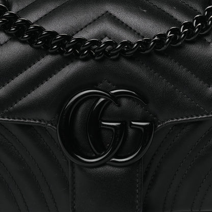 Gucci Calfskin Matelasse Monochrome Small GG Marmont Shoulder Bag Black 6 of 8