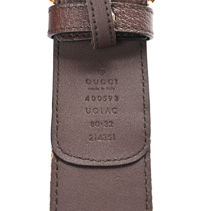 Gucci Monogram Jumbo GG Textured Dollar Calfskin Double G 40mm Belt 80 32 Camel Ebony 5 of 6