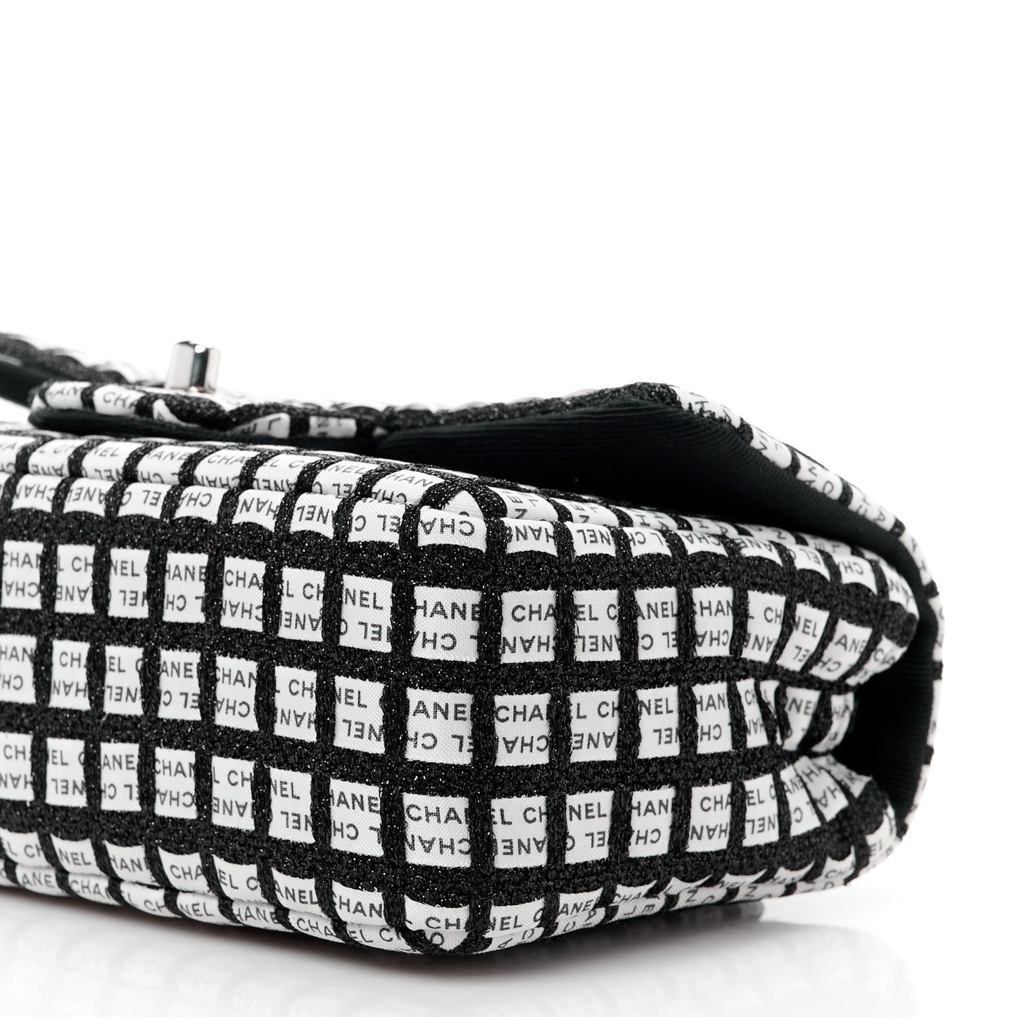 Ribbon Tweed Mini Rectangular Flap Black Ivory