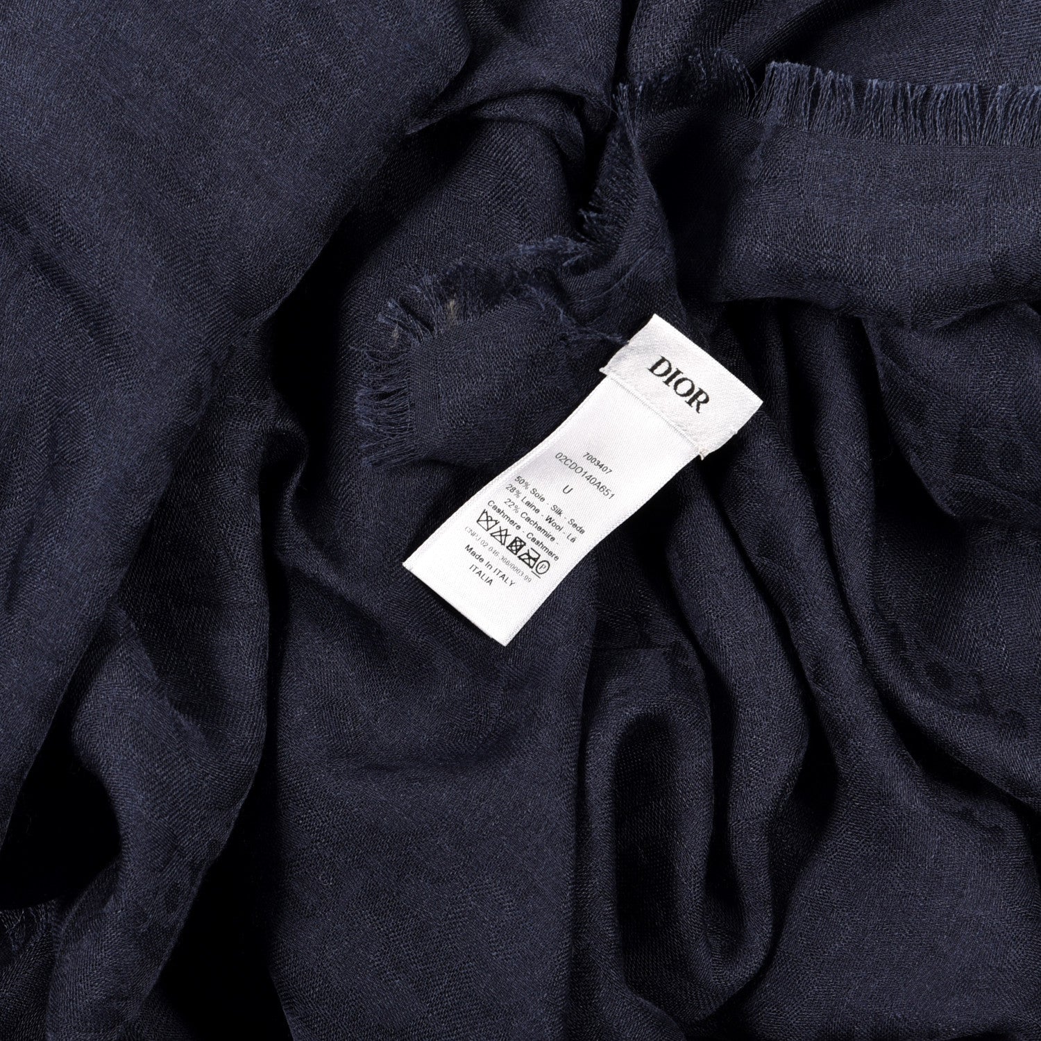 Christian Dior Wool Silk Cashmere Oblique Shawl Blue 4 of 5