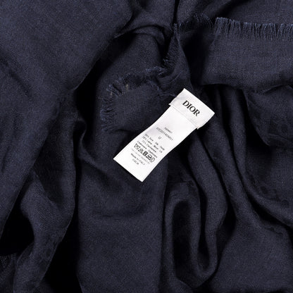 Christian Dior Wool Silk Cashmere Oblique Shawl Blue 4 of 5