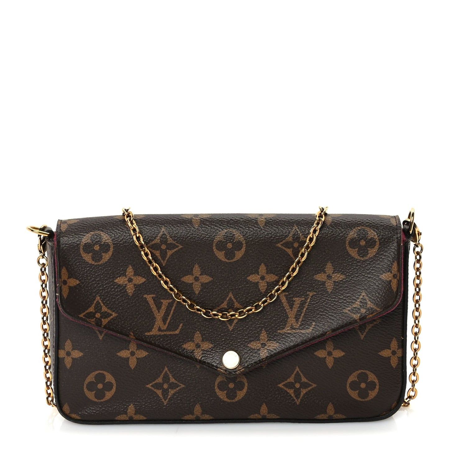 Monogram Pochette Felicie Chain Wallet  Fuchsia