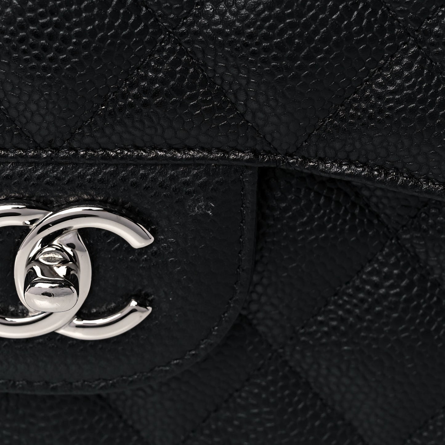 Caviar Quilted Jumbo Double Flap Black