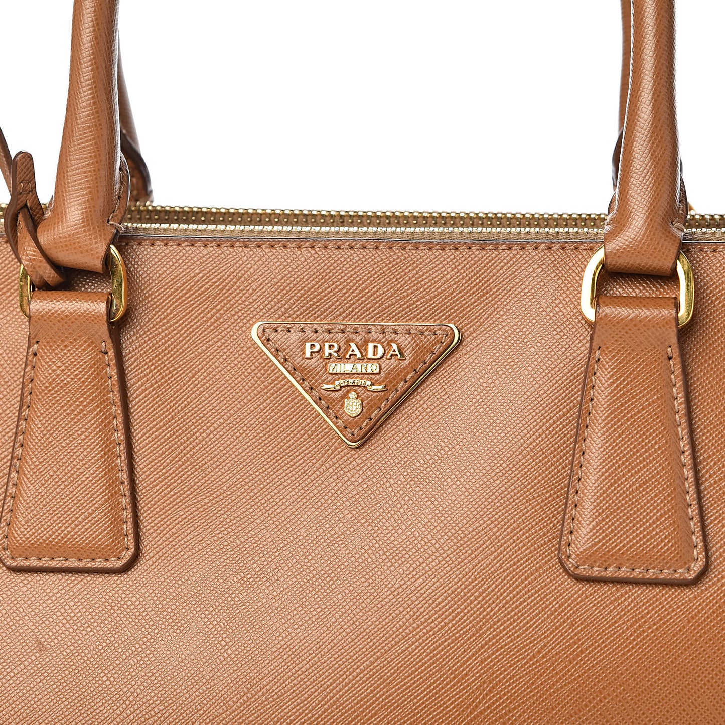 Saffiano Lux Large Galleria Double Zip Tote Caramel