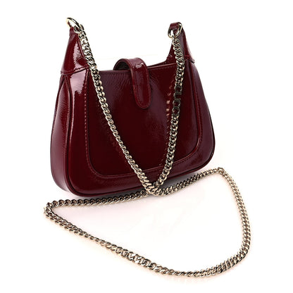 Gucci Crinkled Patent Mini Jackie Notte Bag Rosso Ancora Red 2 of 8