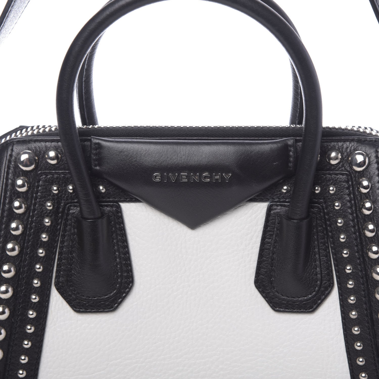 Givenchy Calfskin Small Studded Bi-Color Antigona Black White 12 of 12