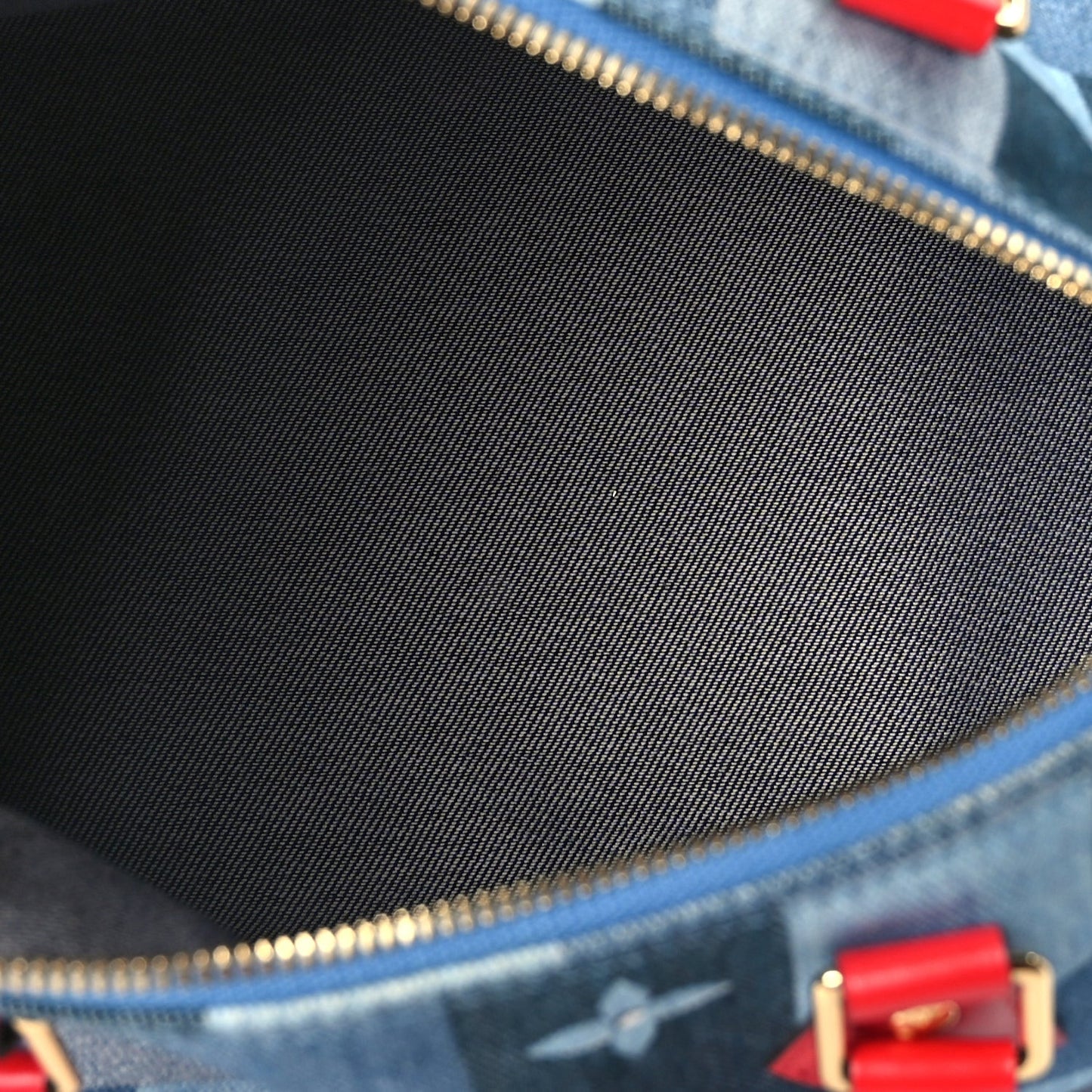 Denim Damier Monogram Patchwork Speedy Bandouliere 30 Blue Rouge