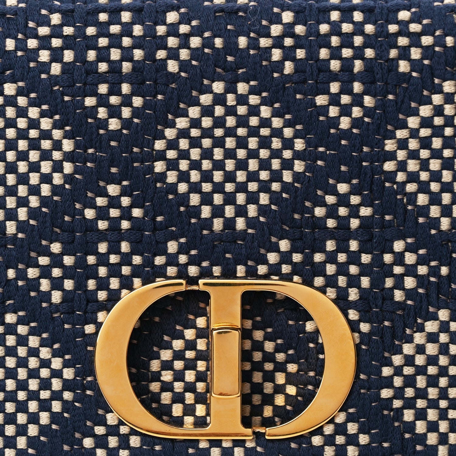 Christian Dior Fabric Macrocannage Woven Medium Caro Bag Blue White 7 of 9