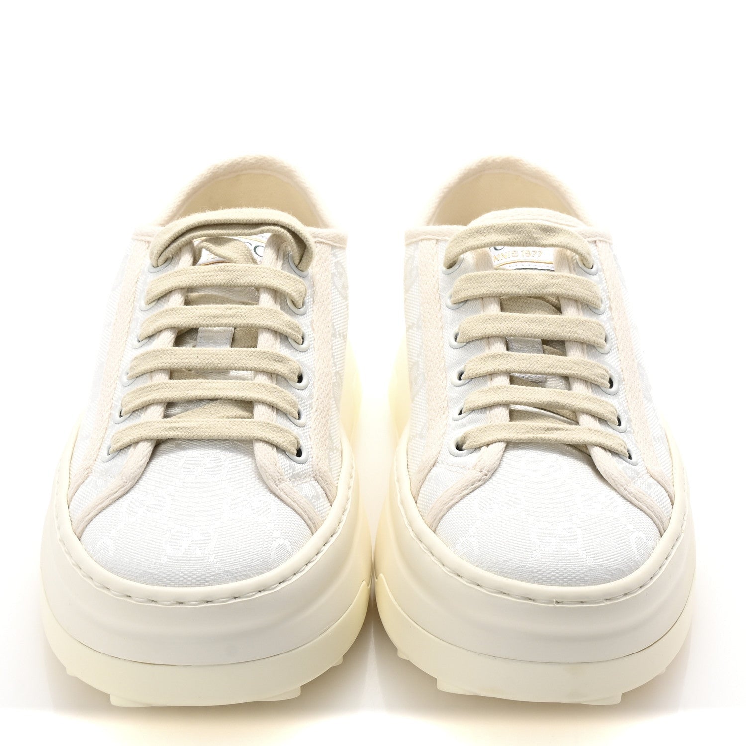 Gucci GG Monogram Womens 1977 Tennis Platform 52mm Sneakers 37 Great White Mystic White 3 of 7