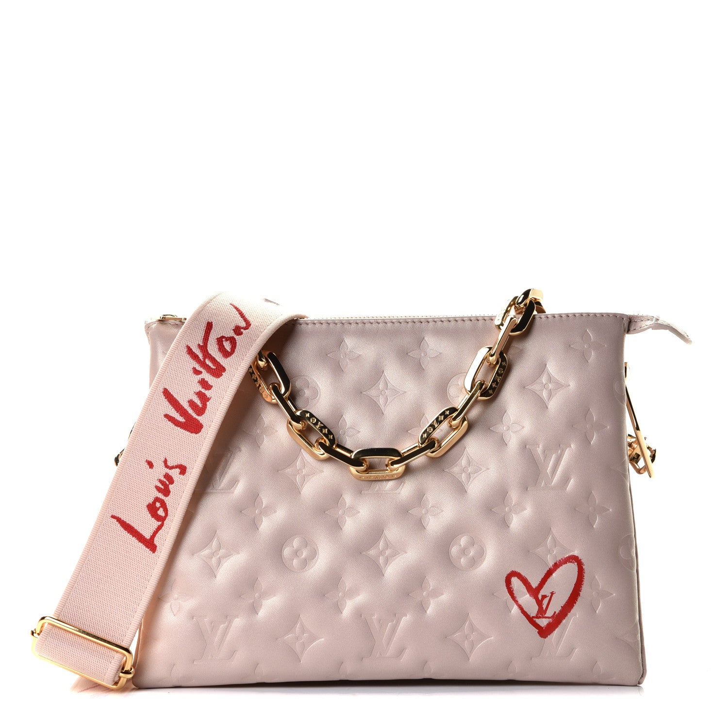Louis Vuitton Lambskin Embossed Monogram Fall In Love Coussin PM Dragée Light Pink 1 of 6