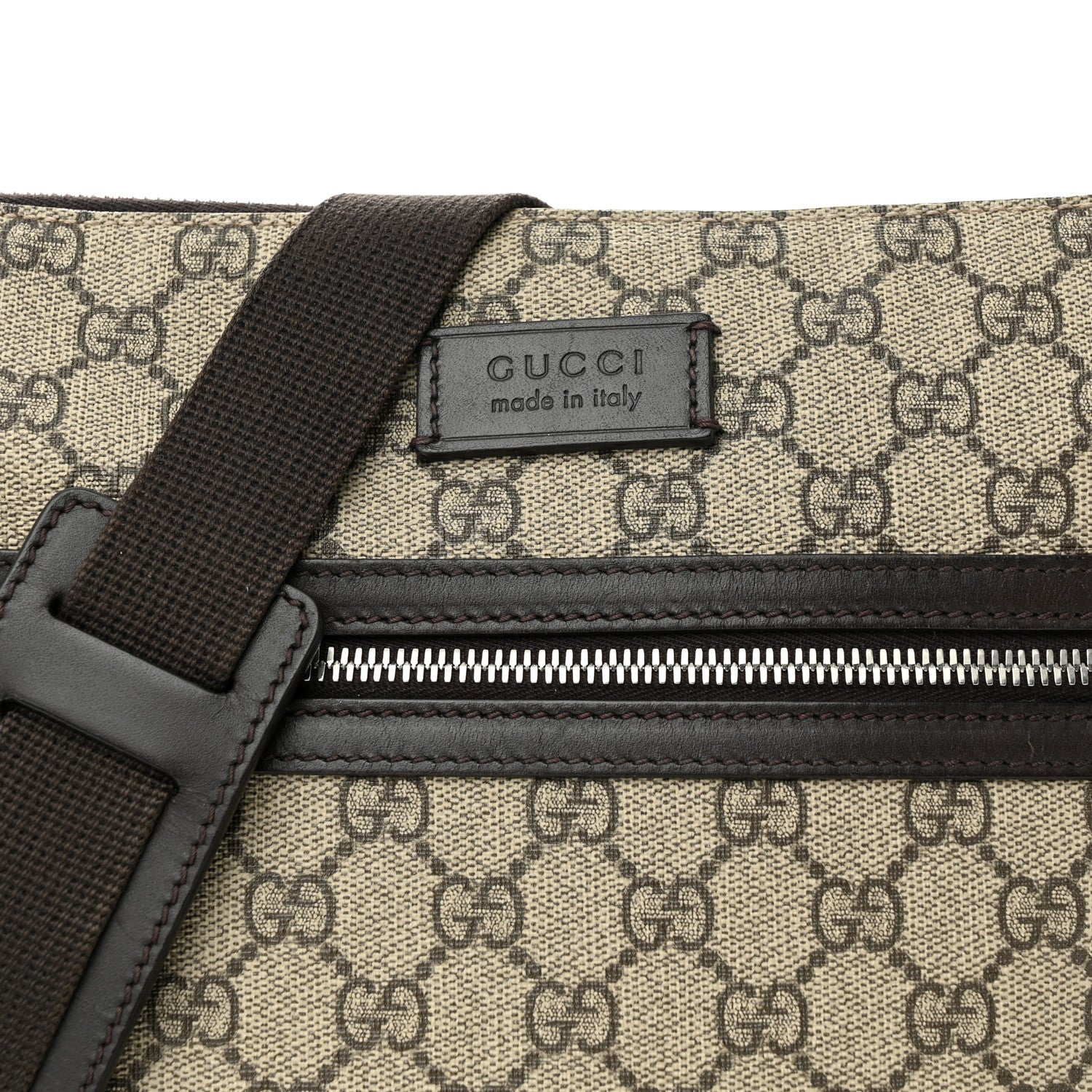 Gucci GG Supreme Monogram Medium Flat Messenger Bag Beige Brown 8 of 14