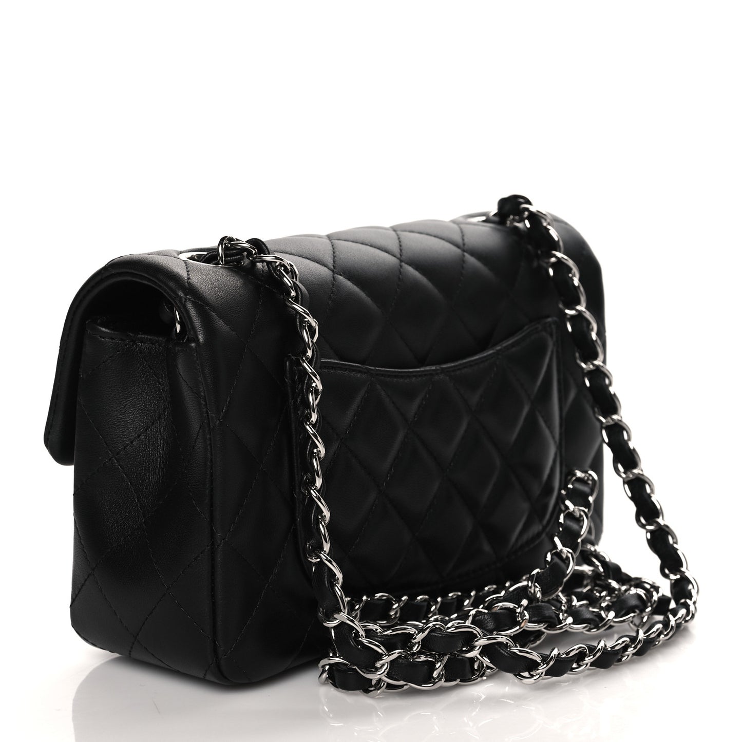 Lambskin Quilted Mini Rectangular Flap Black