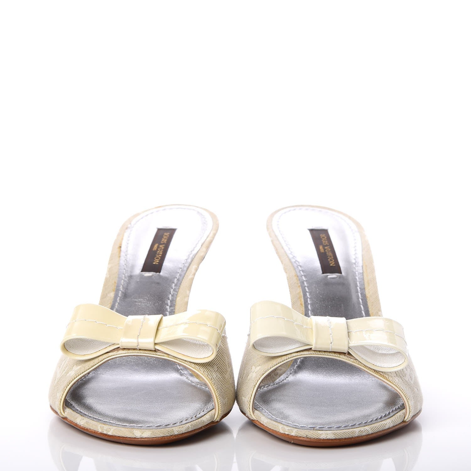 Louis Vuitton Mini Lin Bow Mules 37.5 Dune 2 of 13