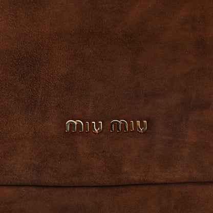 Miu Miu Camoscio Suede Kiss Lock Clutch Cacao 6 of 8