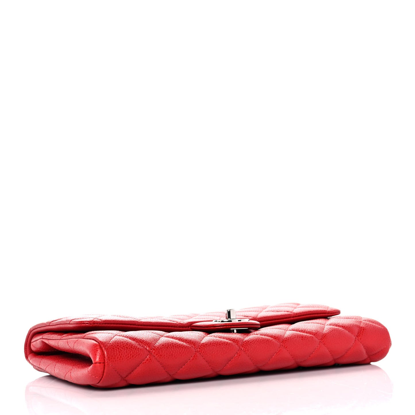 Caviar Quilted Clutch With Chain Flap Red