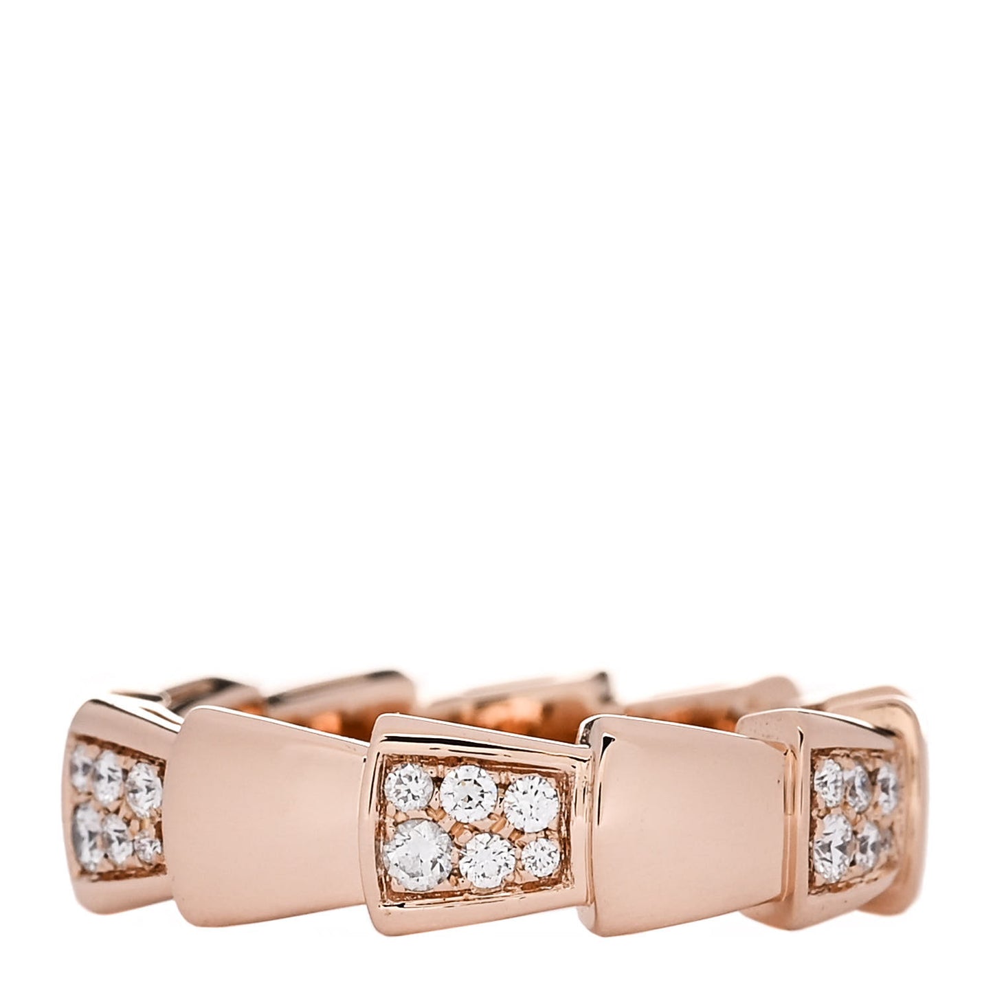 18K Rose Gold Diamond 6mm Serpenti Viper Band Ring 55 7.25
