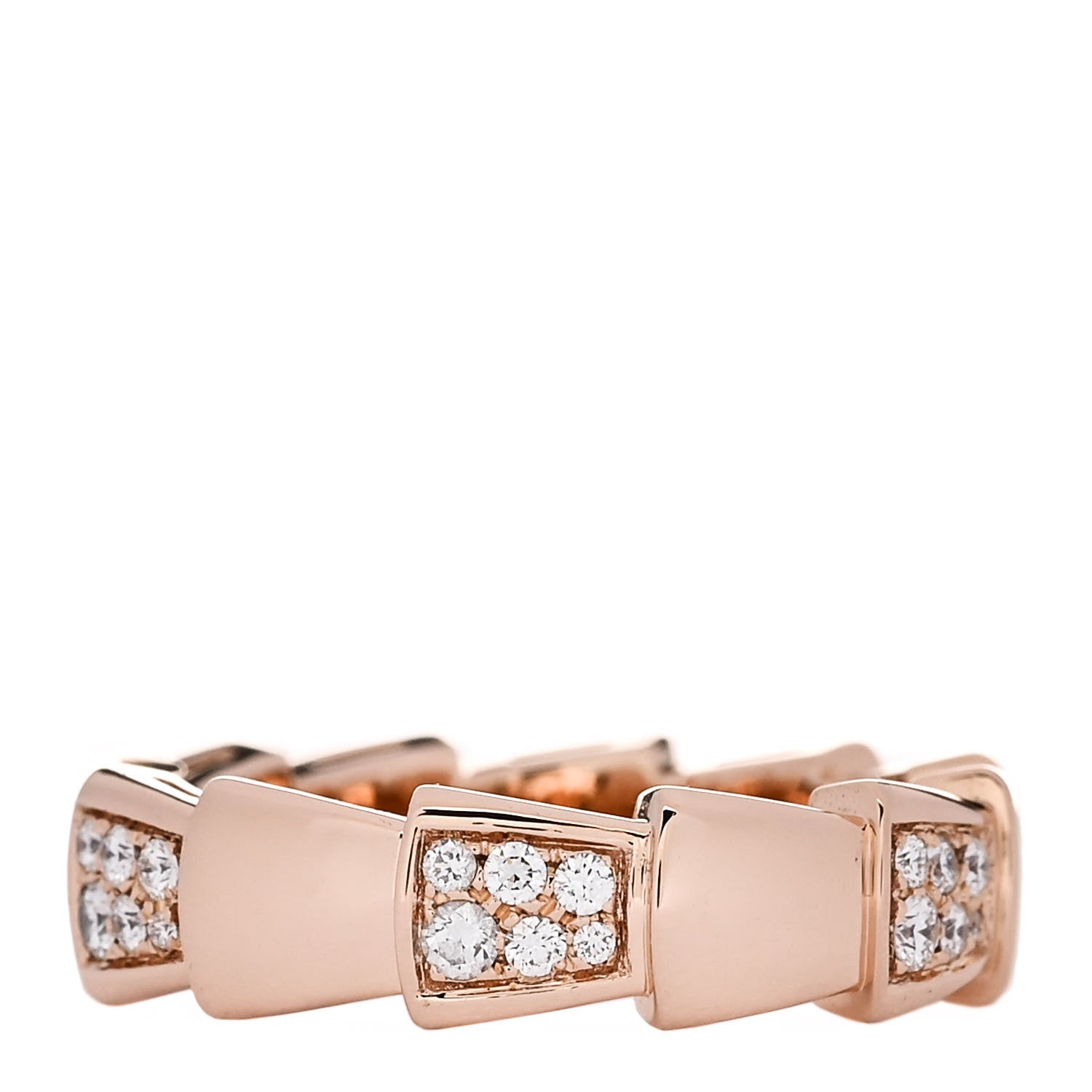 Bulgari 18K Rose Gold Diamond 6mm Serpenti Viper Band Ring 55 7.25 1 of 5