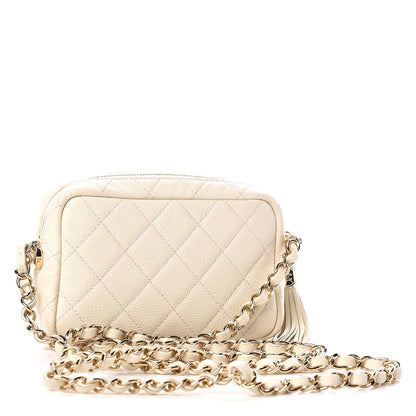 Chanel Caviar Quilted Mini Coco Tassel Camera Case White 3 of 10