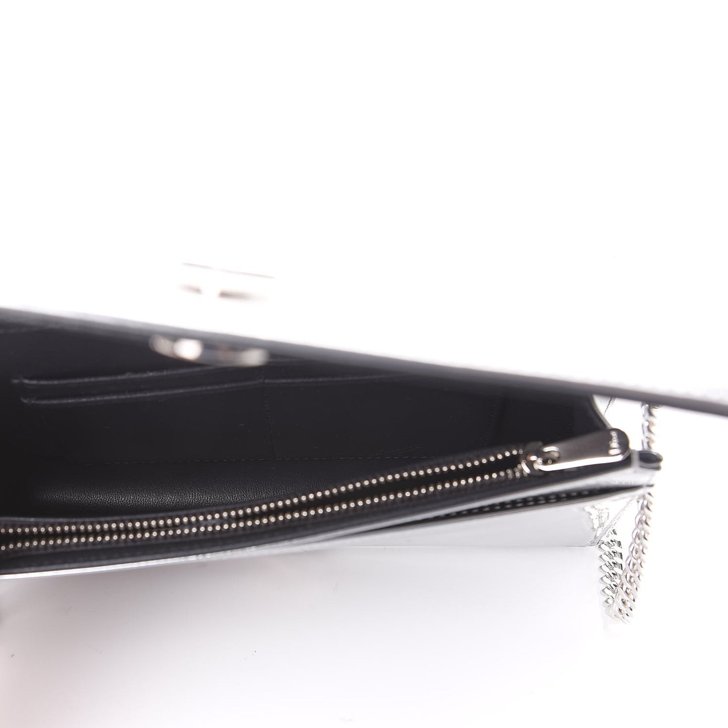 Metallic Patent Micro-Cannage Medium Diorama Flap Bag Silver