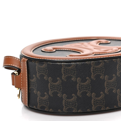 Celine Canvas Calfskin Cuir Triomphe Oval Purse Crossbody Tan 8 of 8