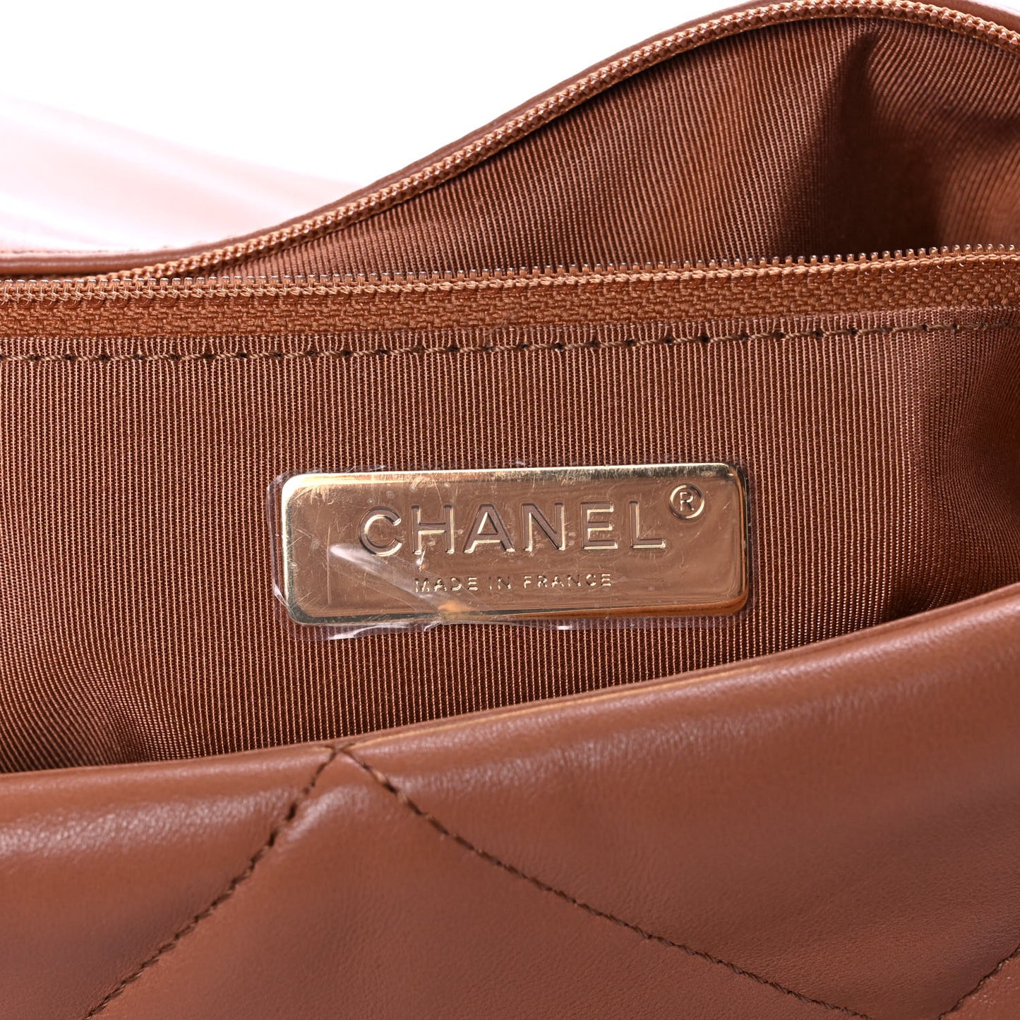 Lambskin Quilted Large Chanel 19 Flap Brown