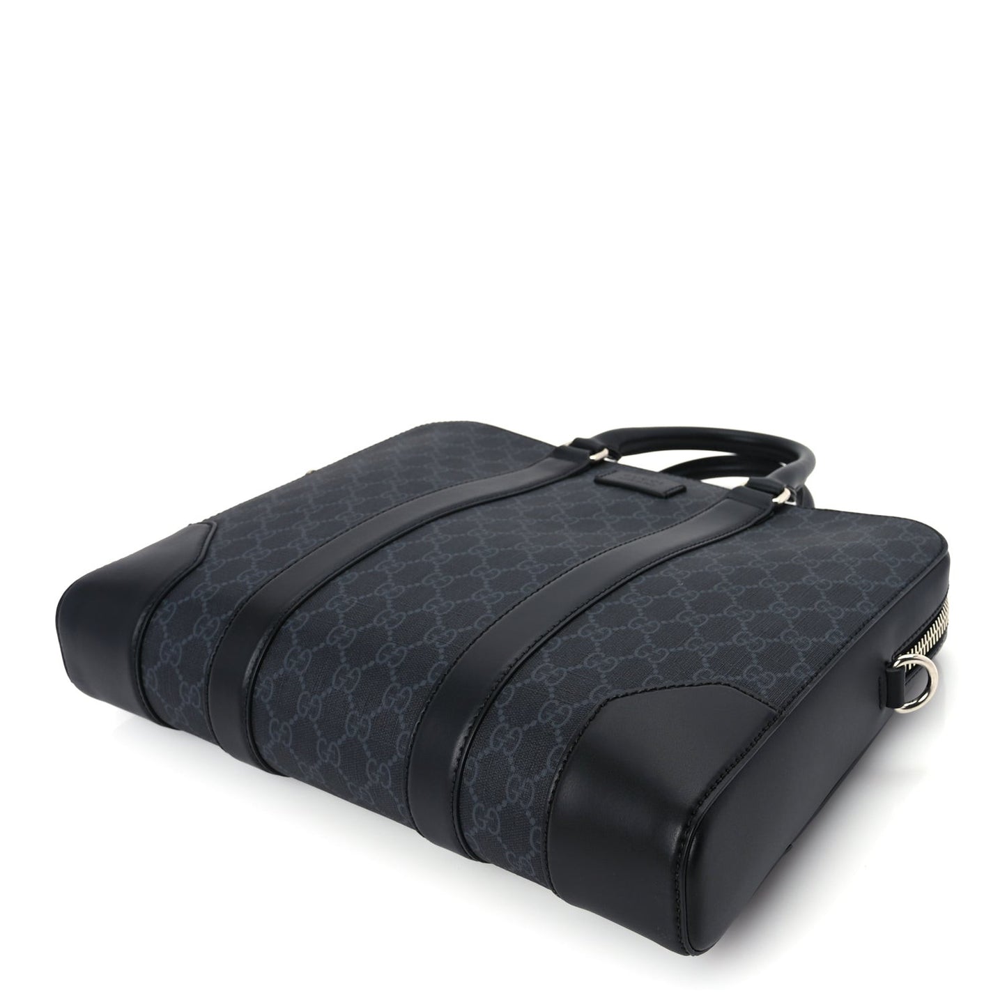 GG Supreme Monogram Appia Calfskin Web Briefcase Black