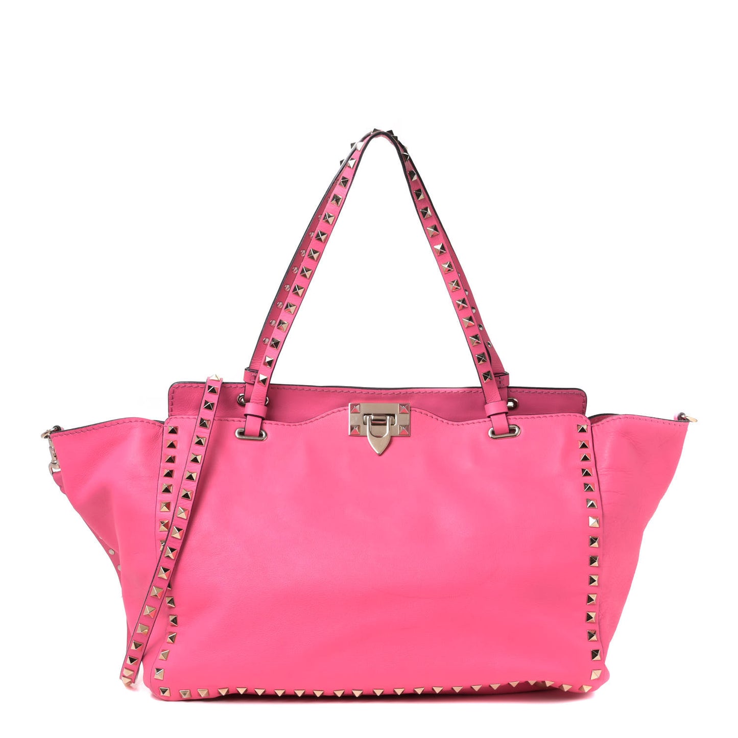 Vitello Medium Rockstud Tote Fuxia Fluo