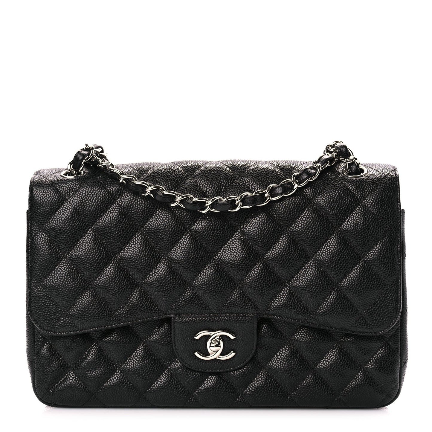 Caviar Quilted Jumbo Double Flap Black