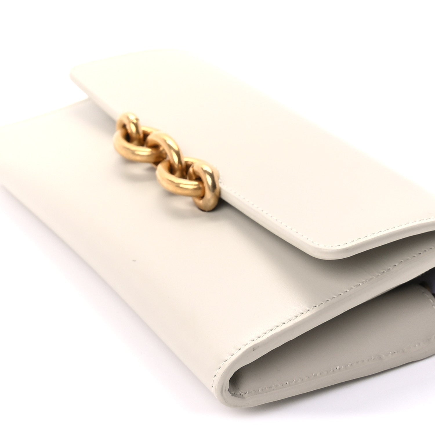 Saint Laurent Smooth Calfskin Le Maillon Chain Wallet  Crema Soft 7 of 8