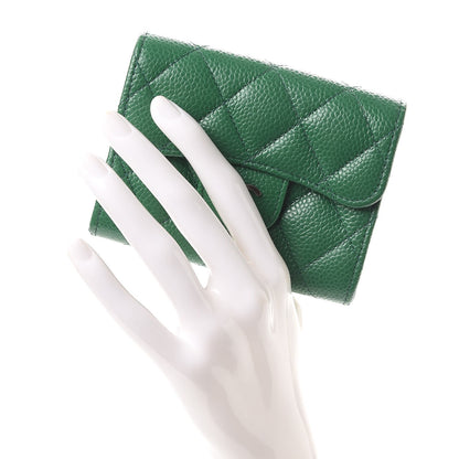 Chanel Caviar Quilted Flap Card Holder Green 2 of 9