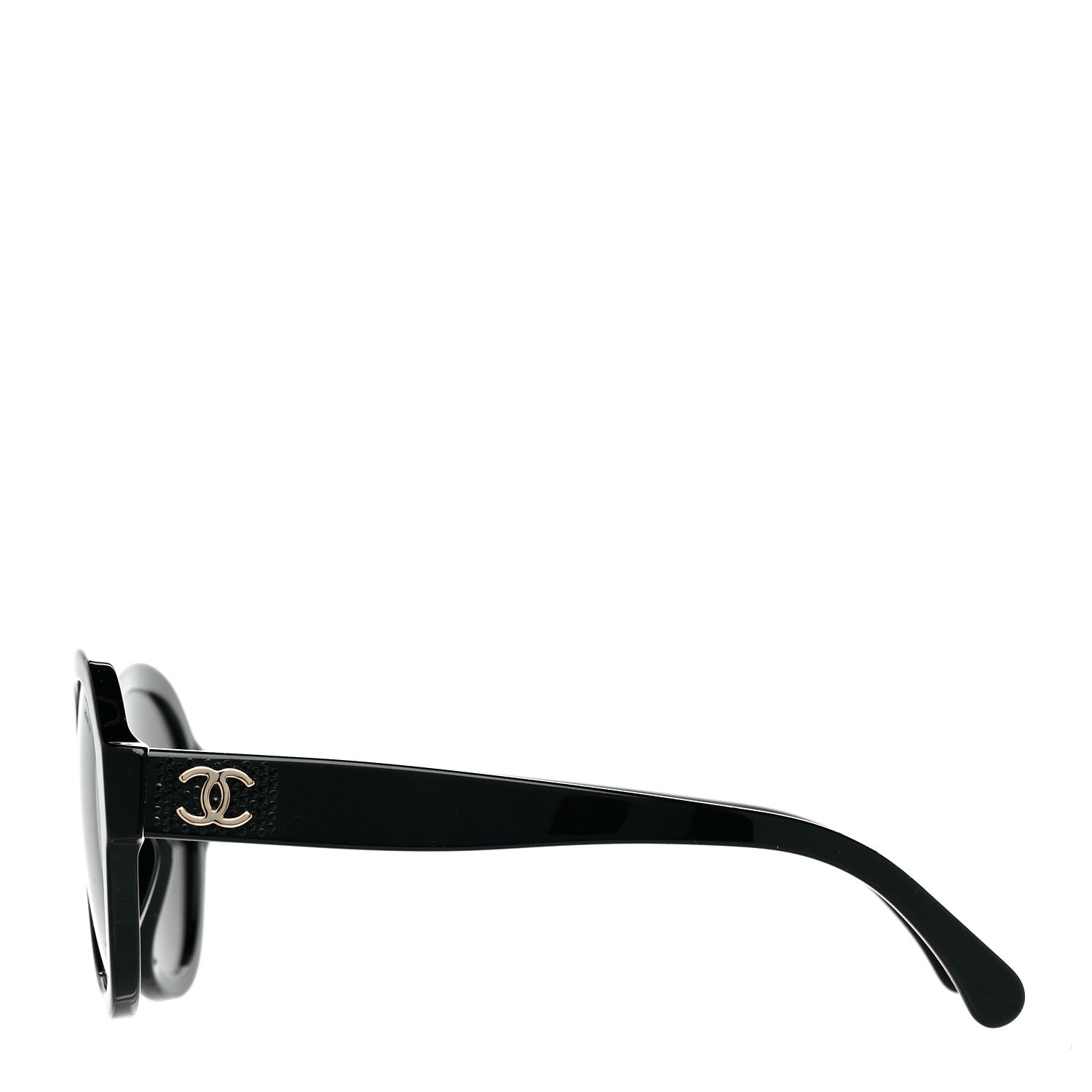 Chanel Acetate Strass Polarized Pilot Sunglasses 5467-B Black 2 of 6