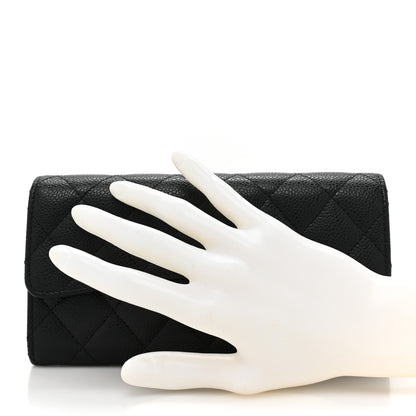 Chanel Caviar Quilted Large Gusset Flap Wallet Black 2 of 14