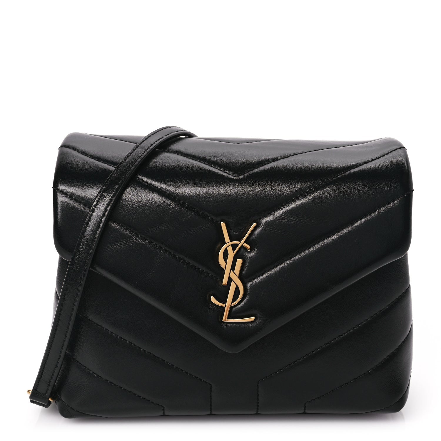 Saint Laurent Calfskin Y Quilted Monogram Toy Loulou Crossbody Bag Black 1 of 8