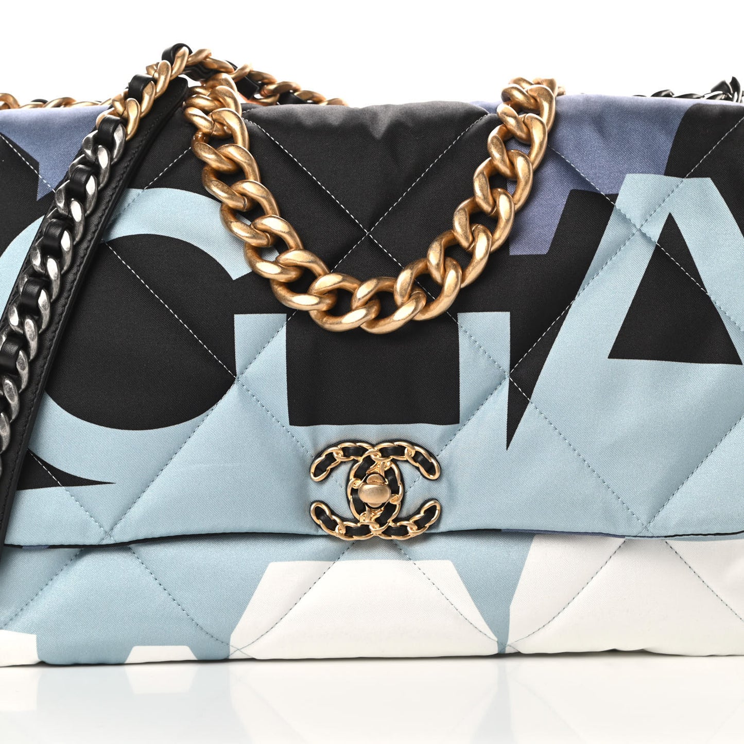 Silk Maxi Scarf Chanel 19 Flap Black Blue White