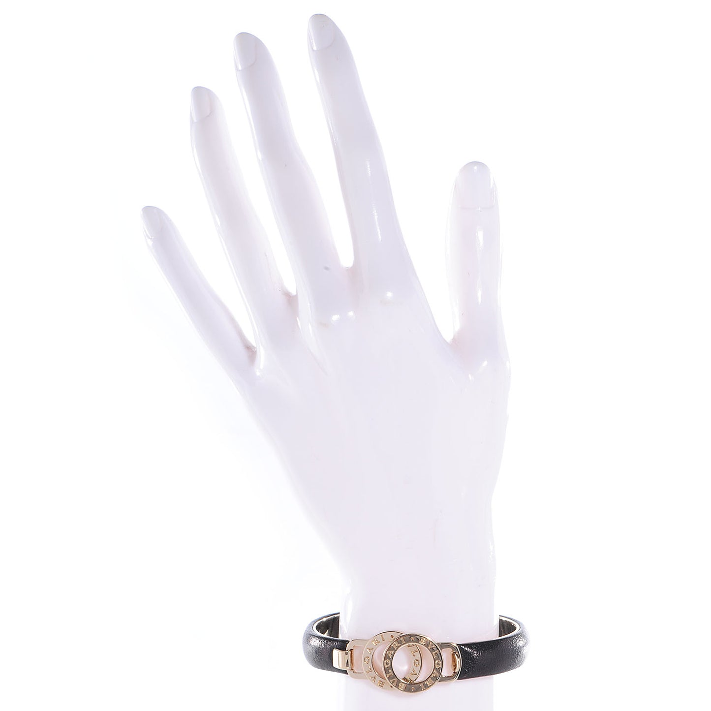 BVLGARI Leather Bracelet Black Gold