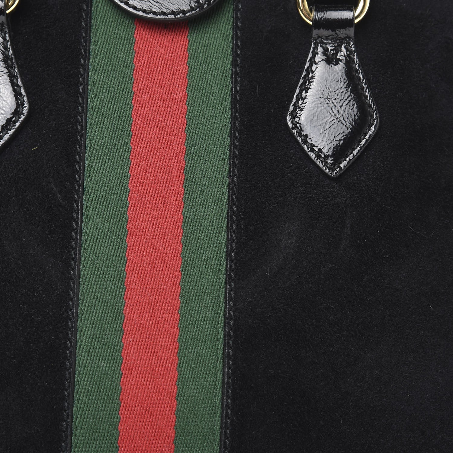 Gucci Suede Patent GG Web Medium Ophidia Top Handle Dome Bag Black 12 of 14