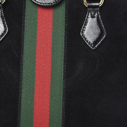 Gucci Suede Patent GG Web Medium Ophidia Top Handle Dome Bag Black 12 of 14